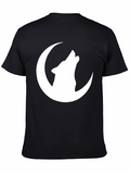Wolf Moon Graphic Tee - Black Cotton T-Shirt