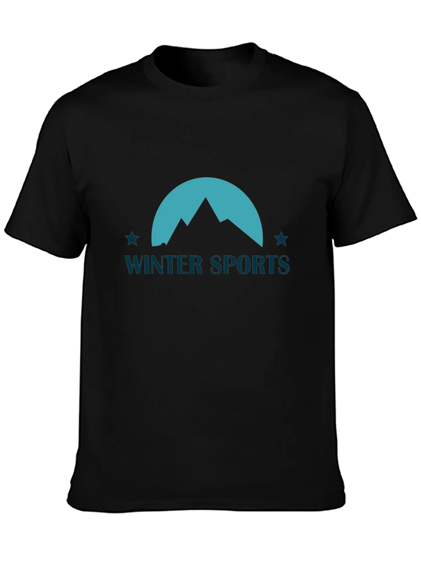 Winter Sports Graphic Tee - Black Cotton Blend T-Shirt