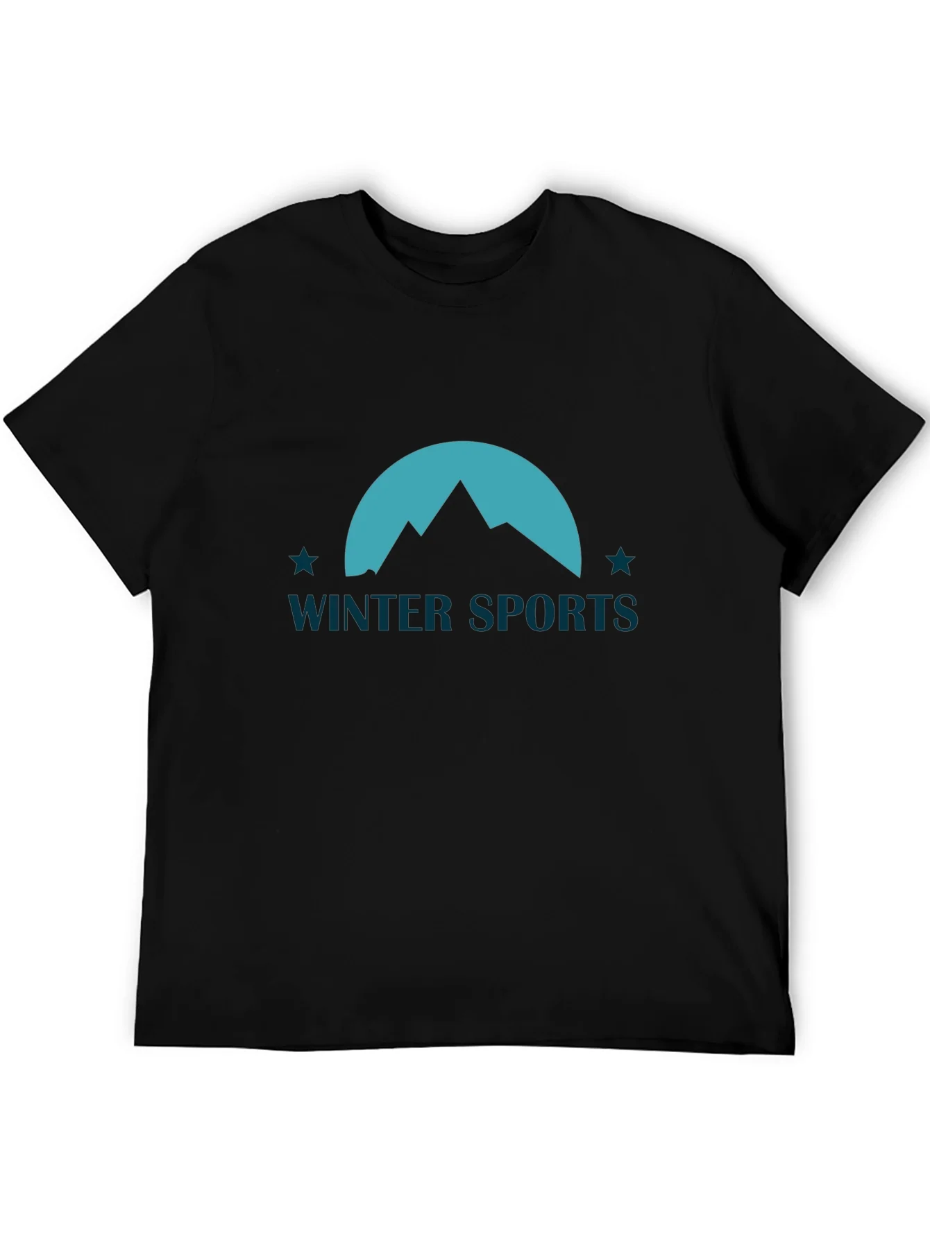 Winter Sports Graphic Tee - Black Cotton Blend T-Shirt