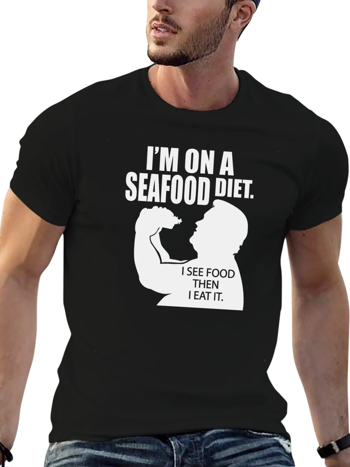 Seafood Diet T-Shirt: I See Food I Eat It! Funny Tee