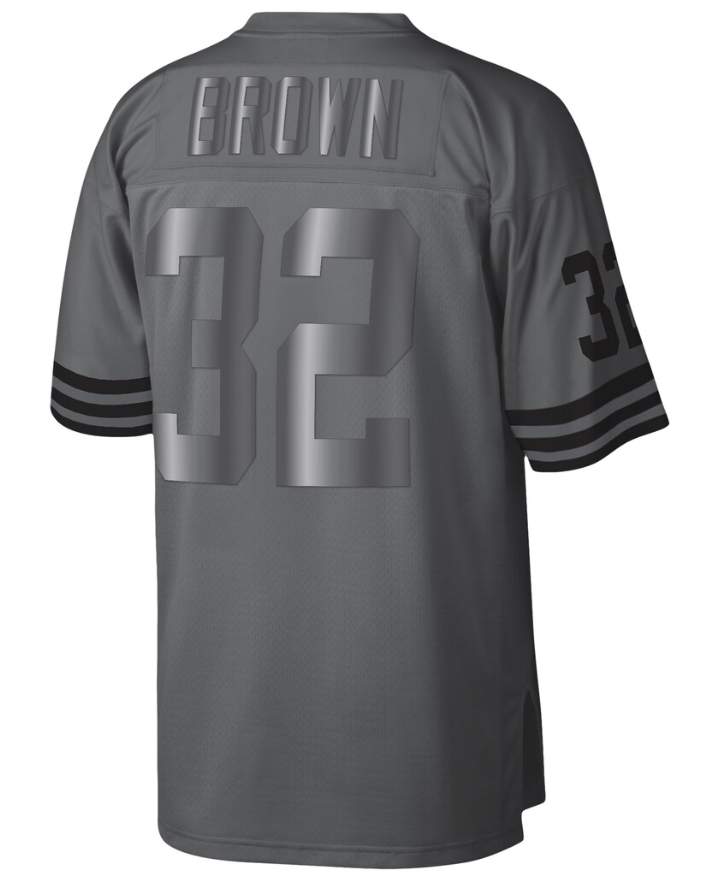 C.Browns #32 Jim Brown Charcoal 1963 Retired Player Metal Legacy Jersey Stitched American Football Jerseys
