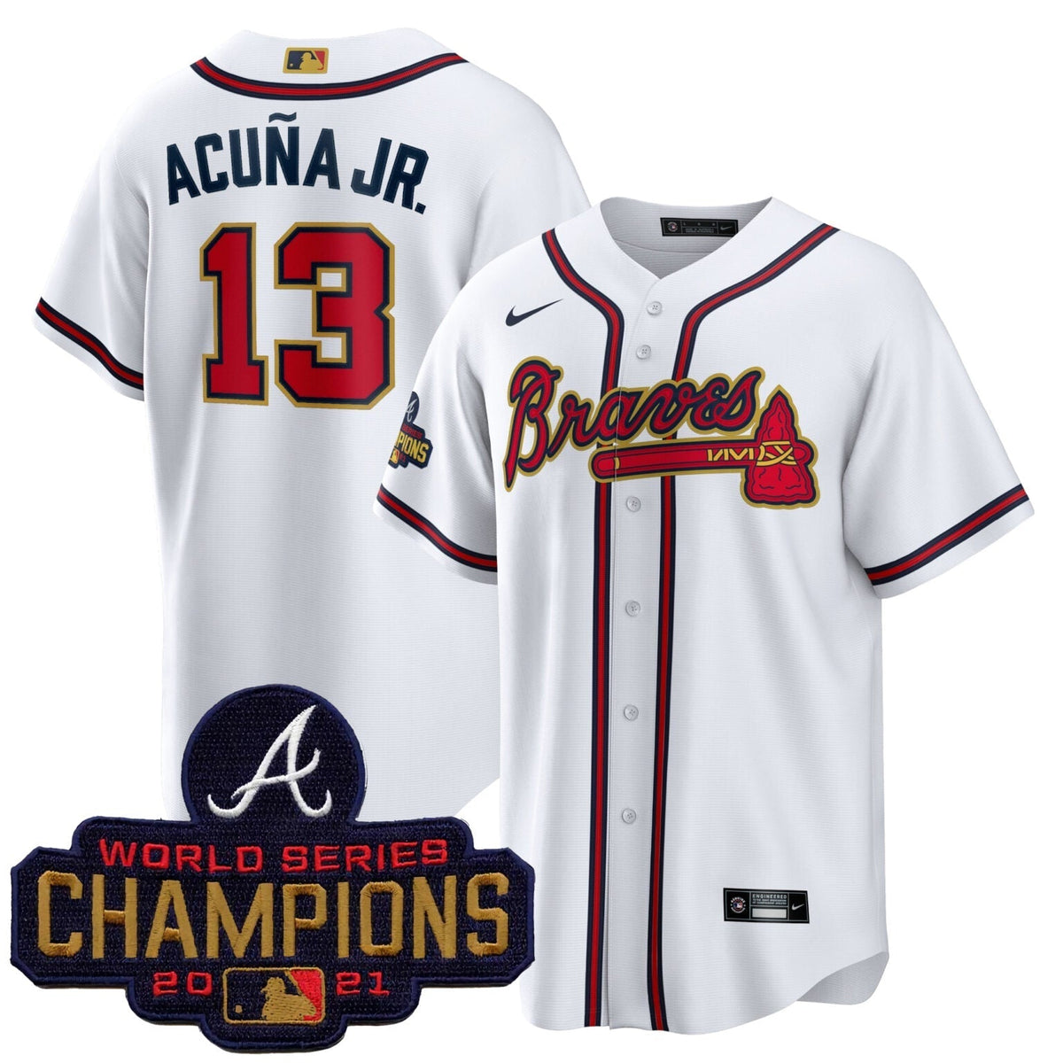 Ronald Acuna Jr Atlanta Braves 2021 World Series Patch Jersey  White