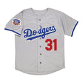 Los Angeles Dodgers #31 Mike Piazza #1997 Road Jersey w/ Jackie 50th Patch Stitched Baseball Jerseys