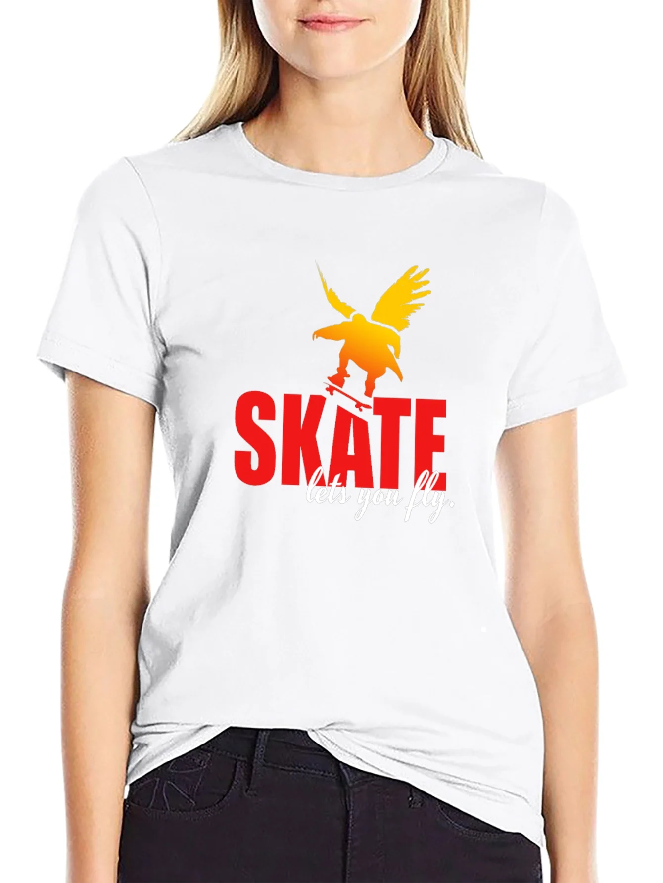 Skate Lets You Fly Graphic Tee - Stylish Black T-Shirt