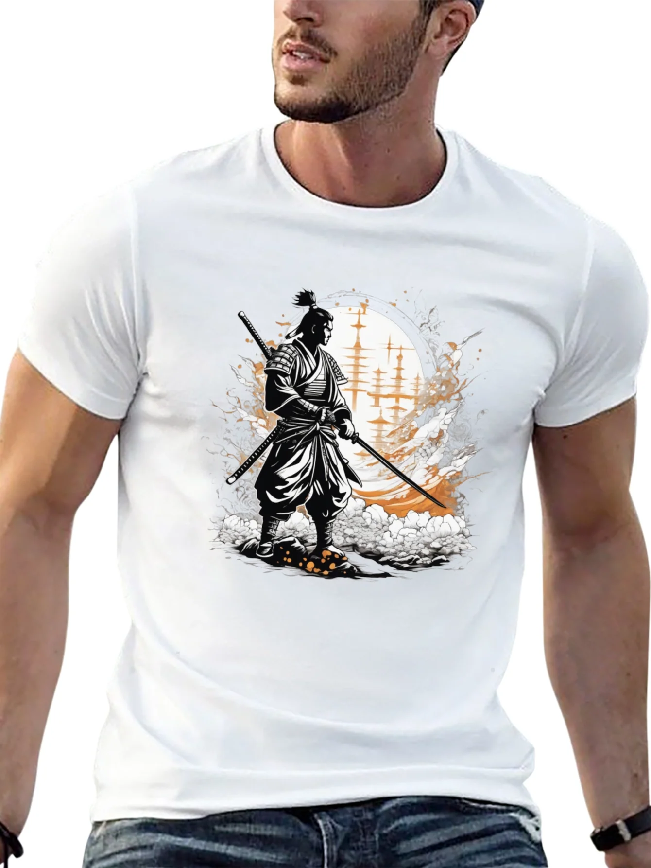 Samurai Graphic Tee - Black Cotton Blend